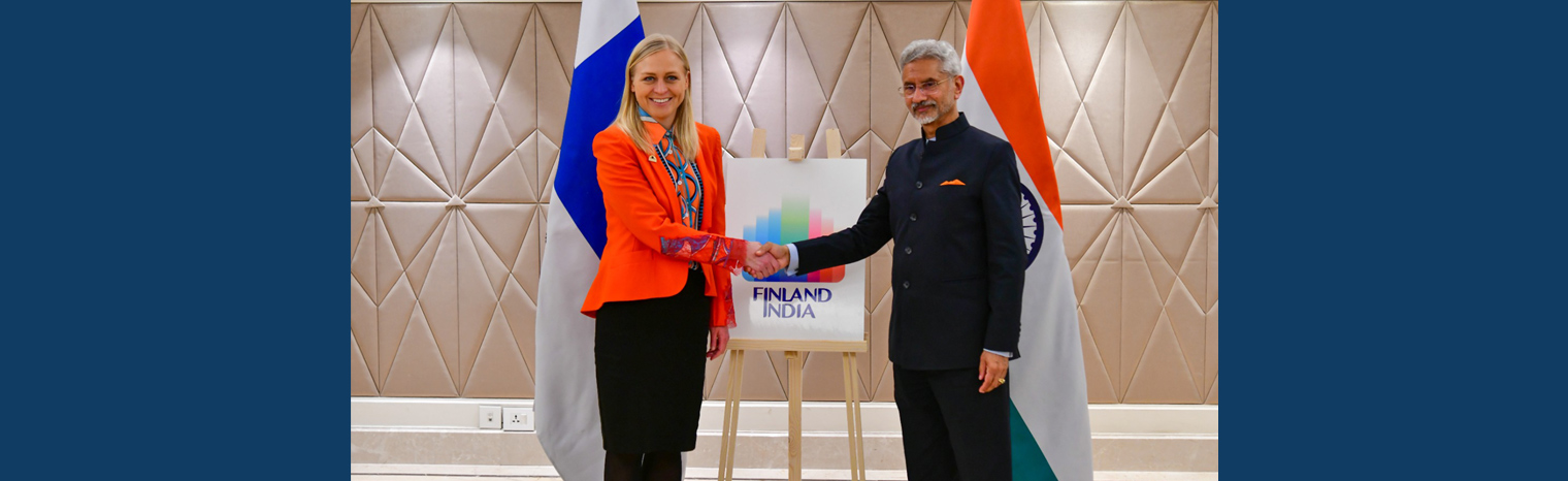 Foreign Ministers of Finland and India jointly Unveiled  a Logo commemorating the 75th Anniversary of diplomatic relations between both the countries.